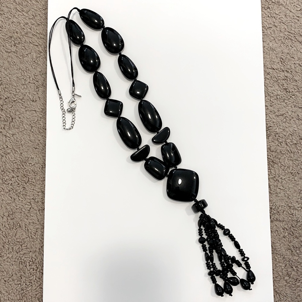 Large Black Beaded Necklace